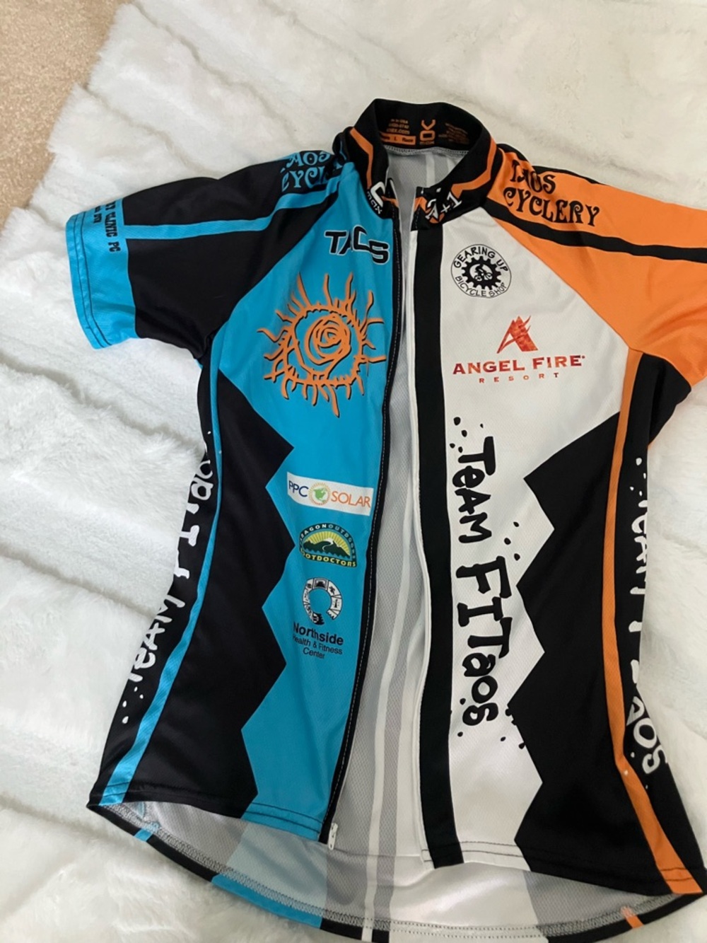 Team Fit Taos Cycling Jersey - Blue/Orange/White